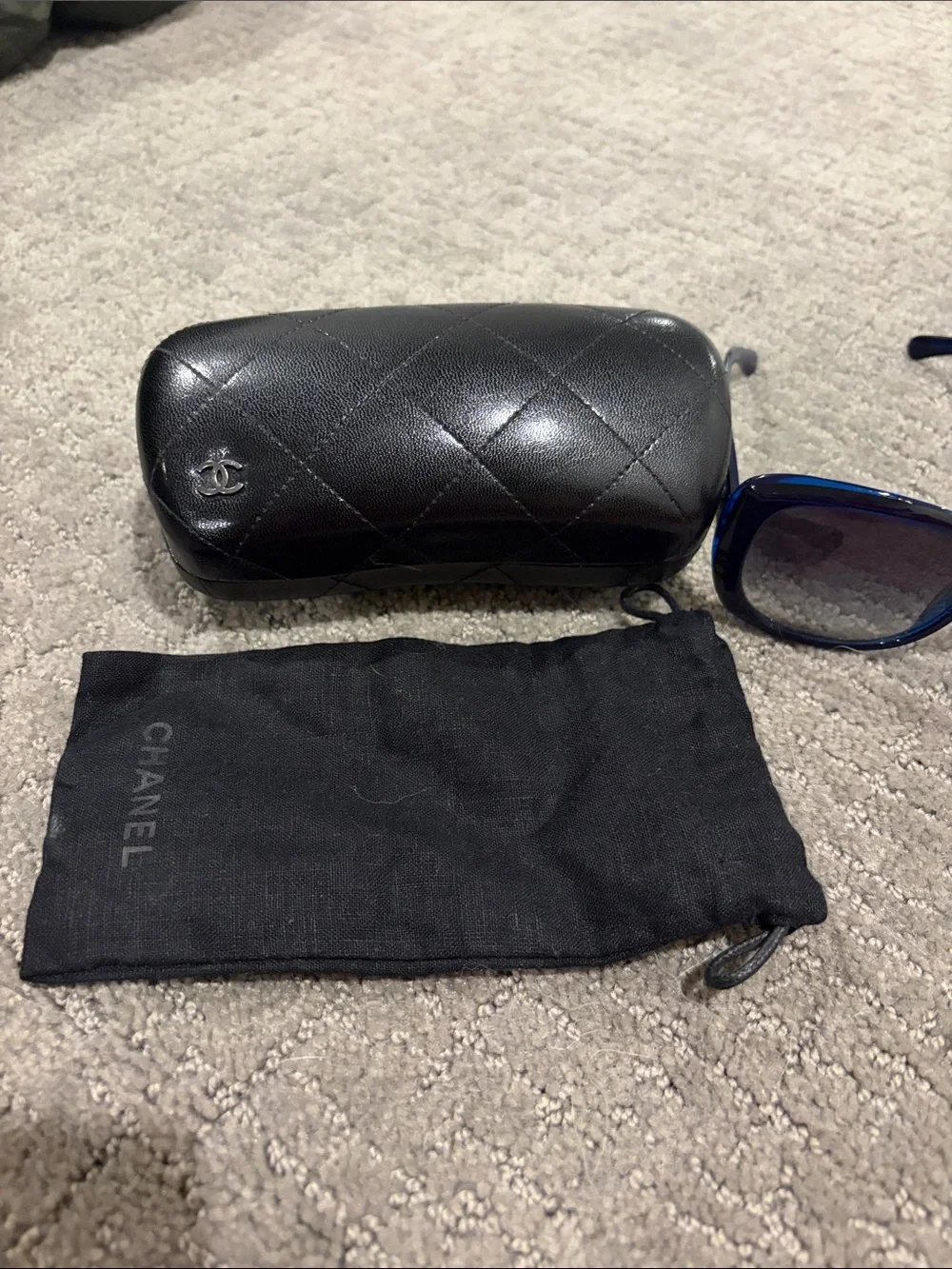 GUC Chanel Blue Sunglasses with Case & Bag!